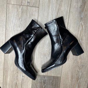 ASOS DESIGN Roisin Leather Square Toe Boots Size 7